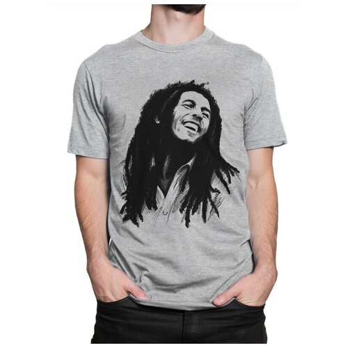 Футболка DreamShirts Боб Марли - Bob Marley Мужская Серая 2XL