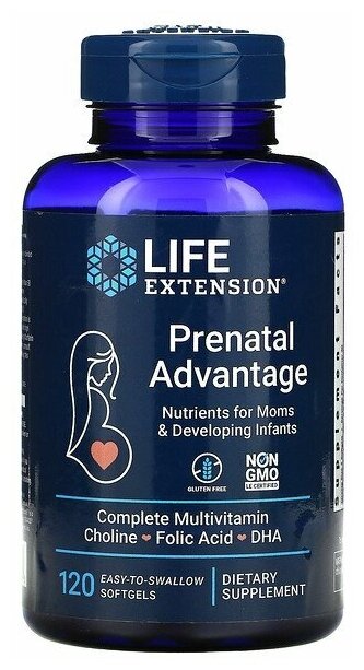 Life Extension Life Extention Prenatal Advantage (Витамины для беременных) 120 легко проглатываемых капсул