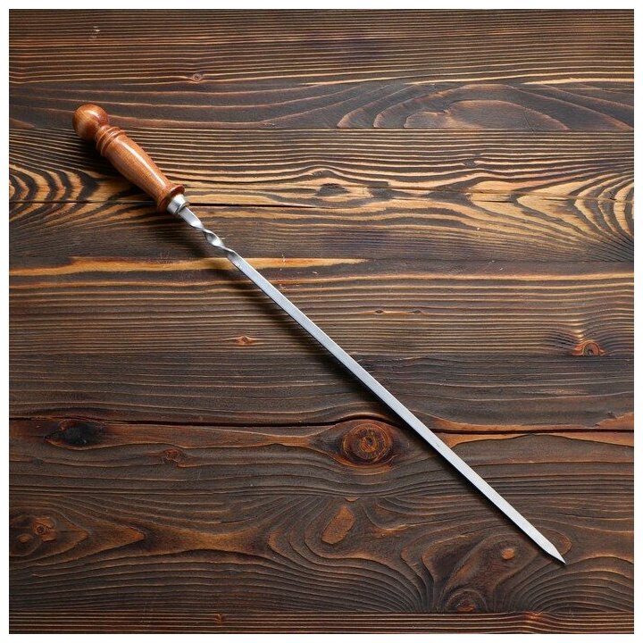 Шампур узбекский 61см, деревянная ручка, (рабочая часть 40см) - фотография № 1