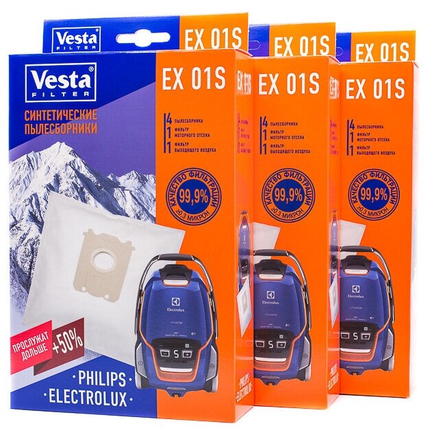 Vesta filter EX 01 S XXl-Pack комплект пылесборников 12 шт + 6 фильтров