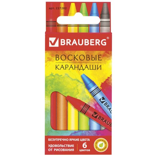 Купить Восковые карандаши BRAUBERG «АКАДЕМИЯ», набор 6 цветов, 227282