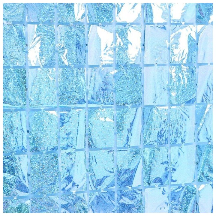 Праздничный занавес голография 100*200 см, цвет голубой - фотография № 2
