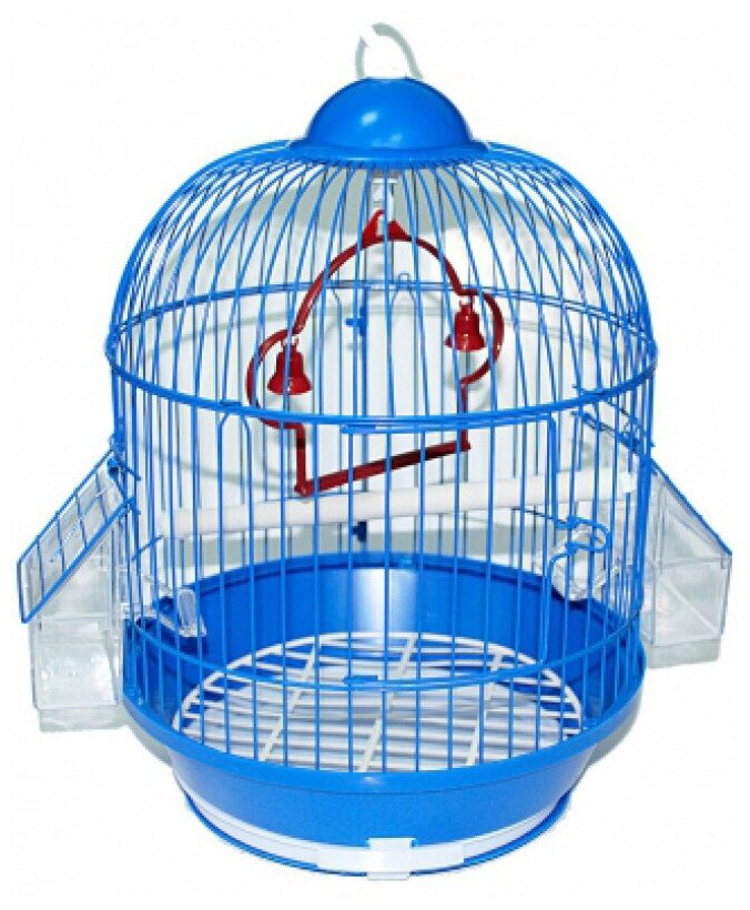 Клетка для птиц 23 х 35 см, круглая, синяя, 1 комплект