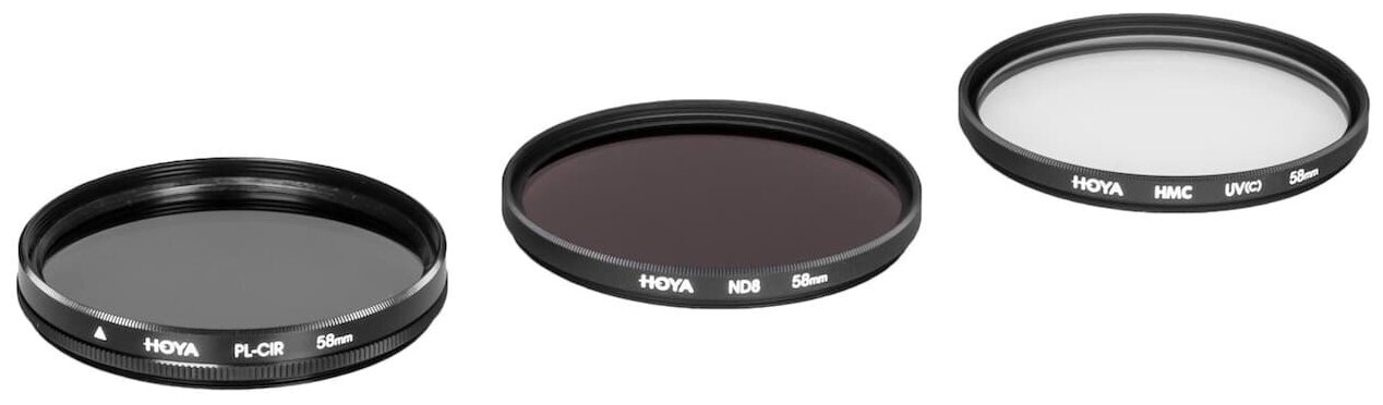 Комплект светофильтров Hoya DIgital filter kit: UV (C) HMC Multi, PL-CIR, NDX8 40.5mm - фото №4