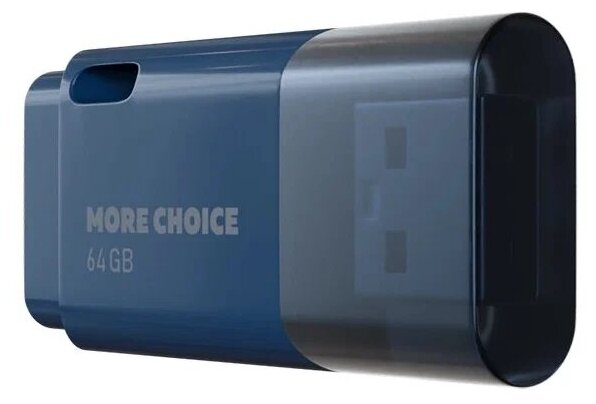 Флеш накопитель памяти, USB More Choice 64GB, 2.0 MF64, темно-синий, 11х10см