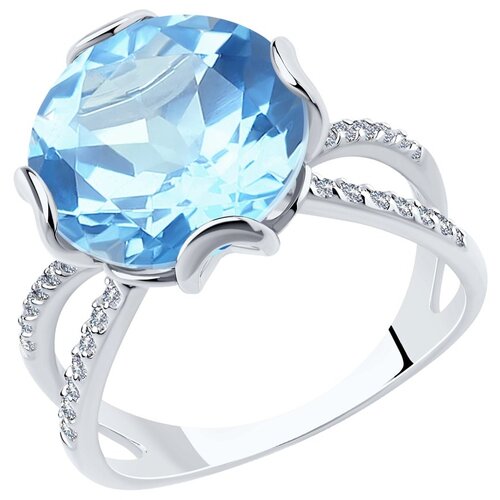 фото Sokolov кольцо с топазом и фианитами из белого золота 715969, размер 17.5