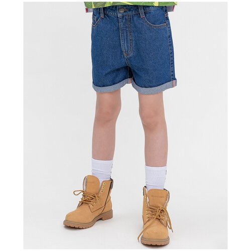 фото Джинсовые шорты button blue , цвет голубой , размер 146