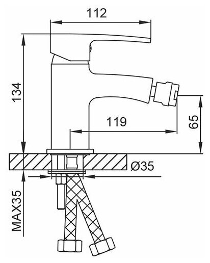Смеситель для биде Frud R50151, горизонтальный, аэратор, хром — фото 1
