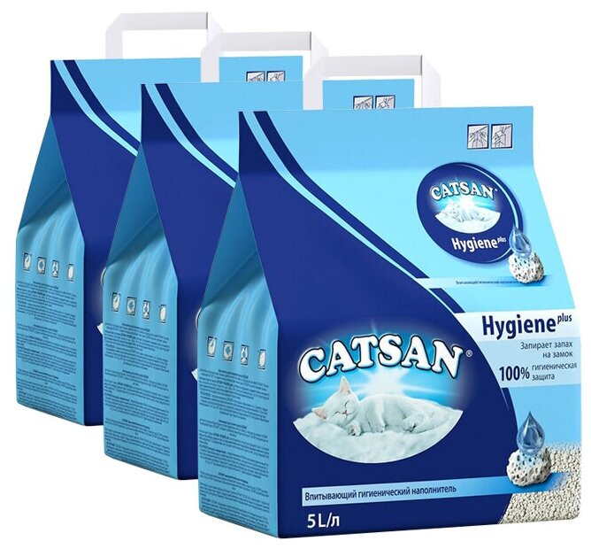 Наполнитель для кошачьего туалета CATSAN Гигиена впитывающий 5л (упаковка - 3 шт)