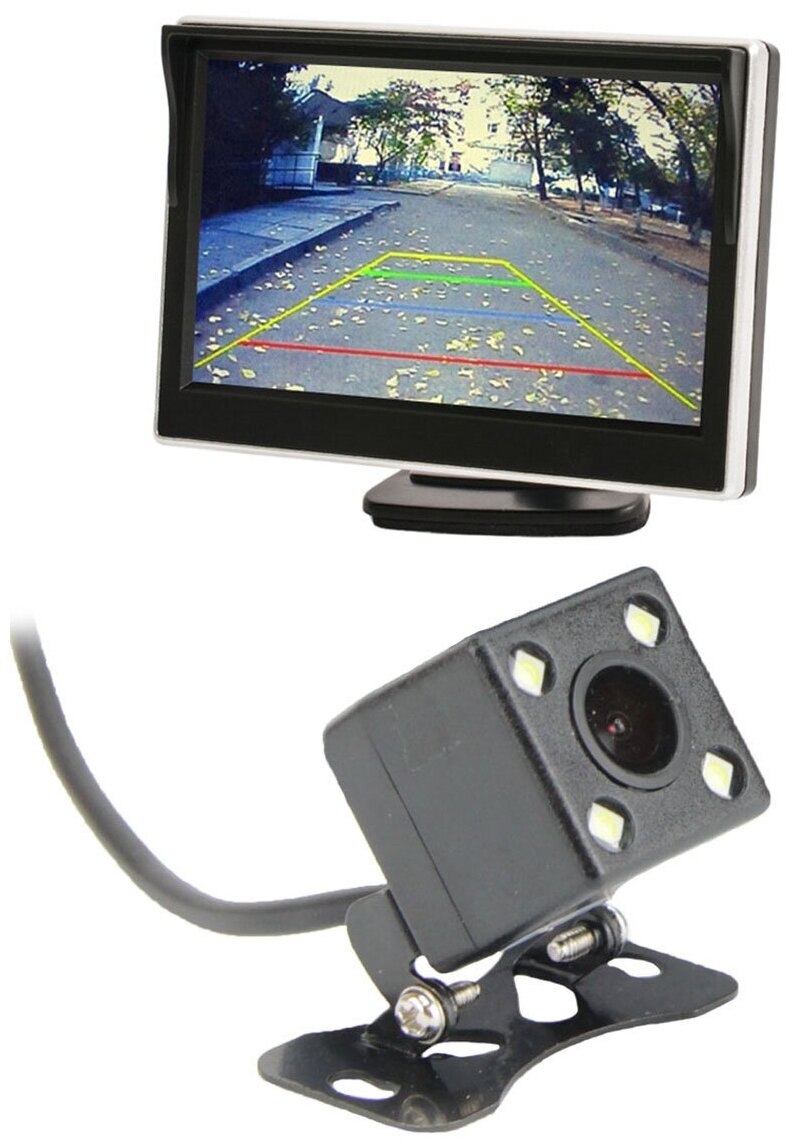 Камера заднего вида и монитор/ комплект для парковки автомобиля, монитор с регулировкой угла наклона, диагональ 4.3 дюйма/ CCD309IBLED+ МI842