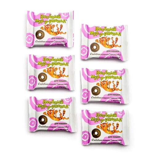 Веселый МУР-Р-РМЕЛАД съедобные игрушки (лакомство) для кошек с инулином, 6 шт,VEDA