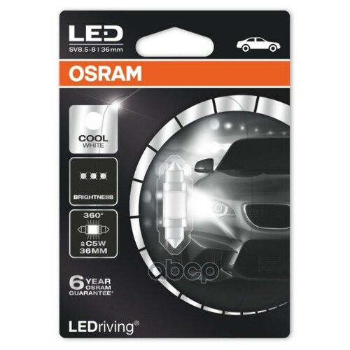 Лампа Osram C5W 12V (SV8.5) LED 6000K 1шт 6498CW-01B