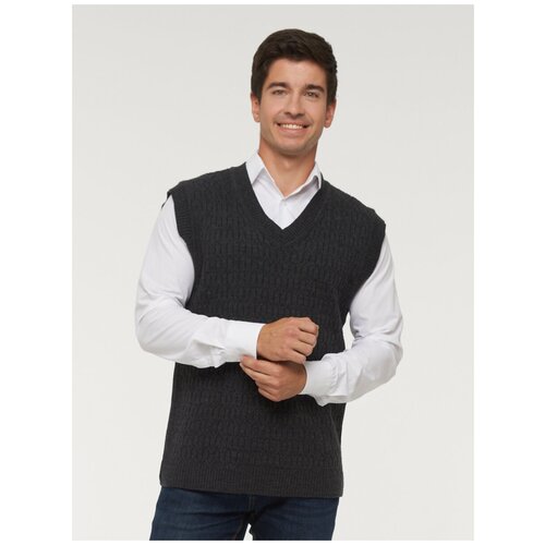 фото Жилет vay, повседневный стиль, силуэт прямой, трикотажный, размер 52, серый