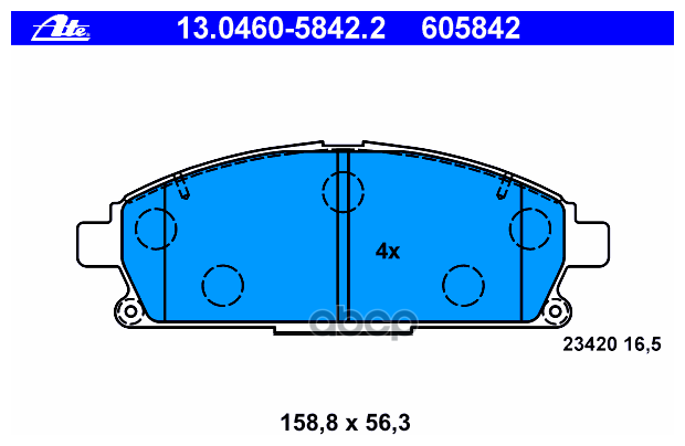 Колодки Тормозные Дисковые Передн, Nissan: X-Trail 2.0/2.0 4x4/2.2 Dci/2.2 Dci Fwd/2.2 Di 4x4/2.2 Dci/2.2 Dci 4x4/2.5 4x4 01- Ate арт. 13046058422