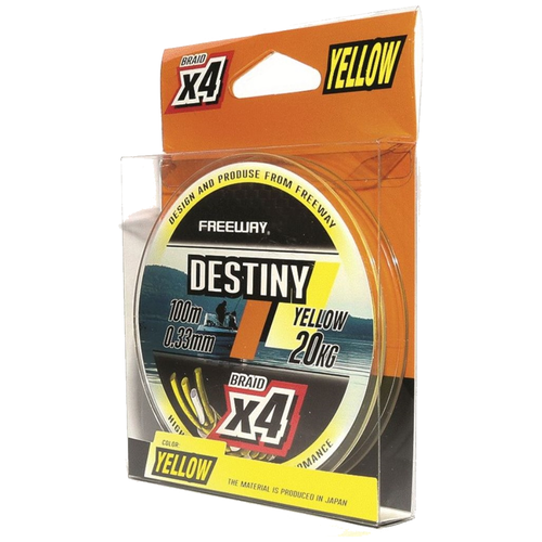 шнур плетеный fwx4 destiny green 100м 0 23мм 12 00кг Шнур плетеный FWx4 DESTINY YELLOW 0.18 LB18 8.5kg