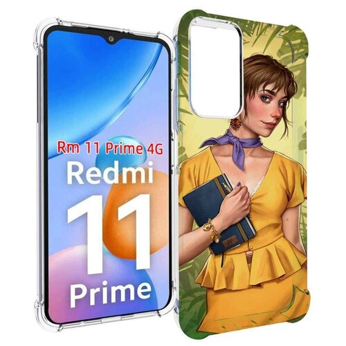 Чехол MyPads девушка-в-зелени женский для Xiaomi Redmi 11 Prime 4G задняя-панель-накладка-бампер чехол mypads девушка в платье красивая женский для xiaomi redmi 11 prime 4g задняя панель накладка бампер