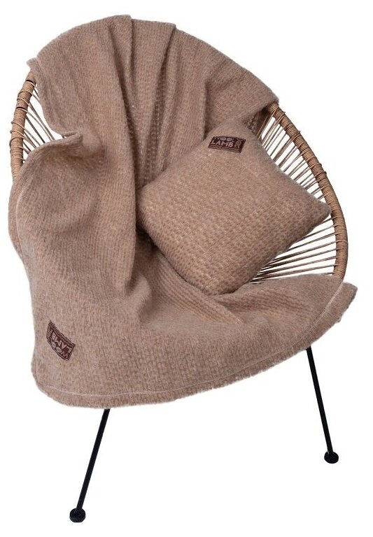 фото Комплект плед из верблюжьей шерсти и подушка букле CAMEL