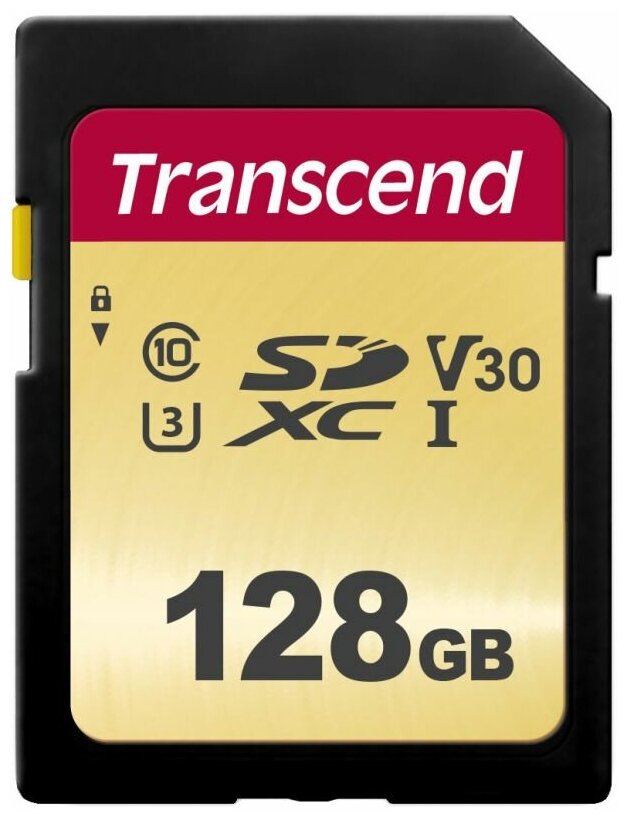 Карта памяти Transcend 128GB SDXC Class 10 UHS-I U3 V30 R95, W45MB/ s (TS128GSDC500S)