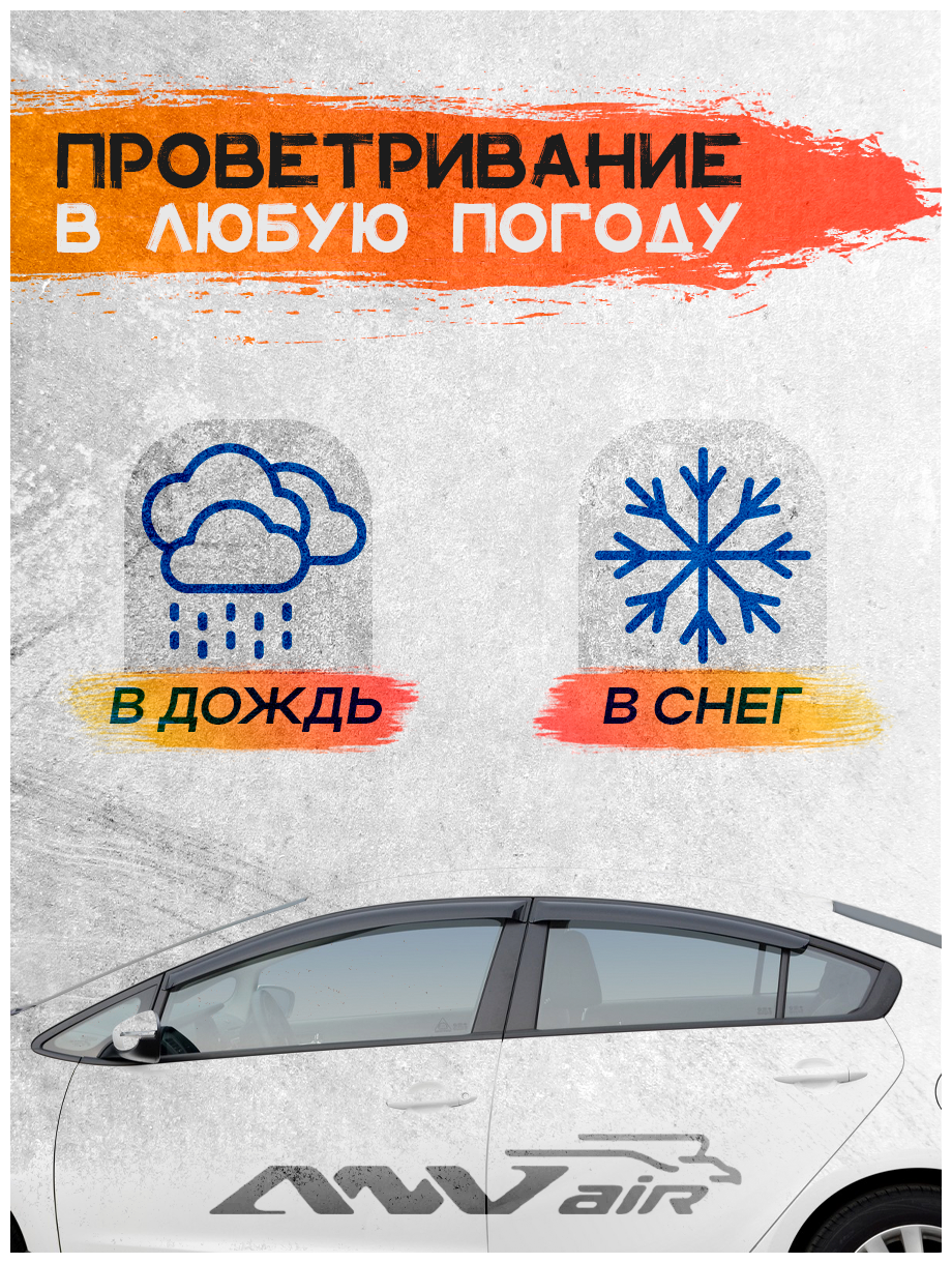 Дефлекторы окон Hyundai Solaris седан 2011-2016 г./ Ветровики на Хендай Солярис