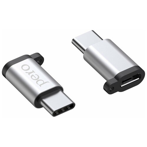 Адаптер PERO AD01 TYPE-C TO MICRO USB, серебристый адаптер pero ad01 type c microusb металл красный