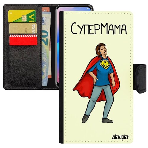 фото Новый чехол-книжка на мобильный // iphone se 2020 // "супермама" мамуля веселый, utaupia, белый