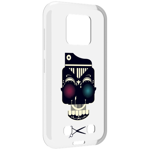 Чехол MyPads черно белый скелет с яркими глазами для Oukitel WP18 задняя-панель-накладка-бампер