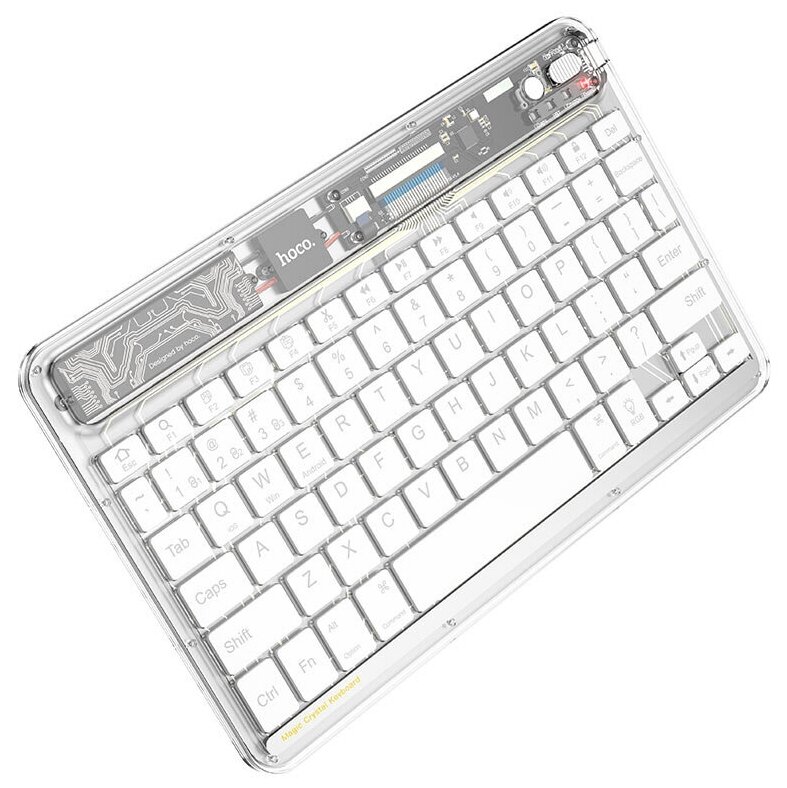 Клавиатура беспроводная Hoco S55 BT английская версия прозрачная белая