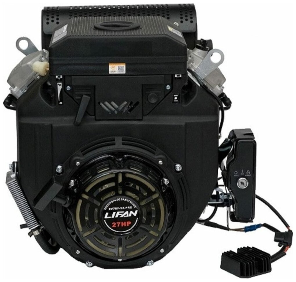 Двигатель бензиновый Lifan LF2V78F-2A PRO(New) (27 л.с., 688куб. См, вал 25мм, катушка 20А, датчик давл./м, м/радиатор, ручной и электрический старт)