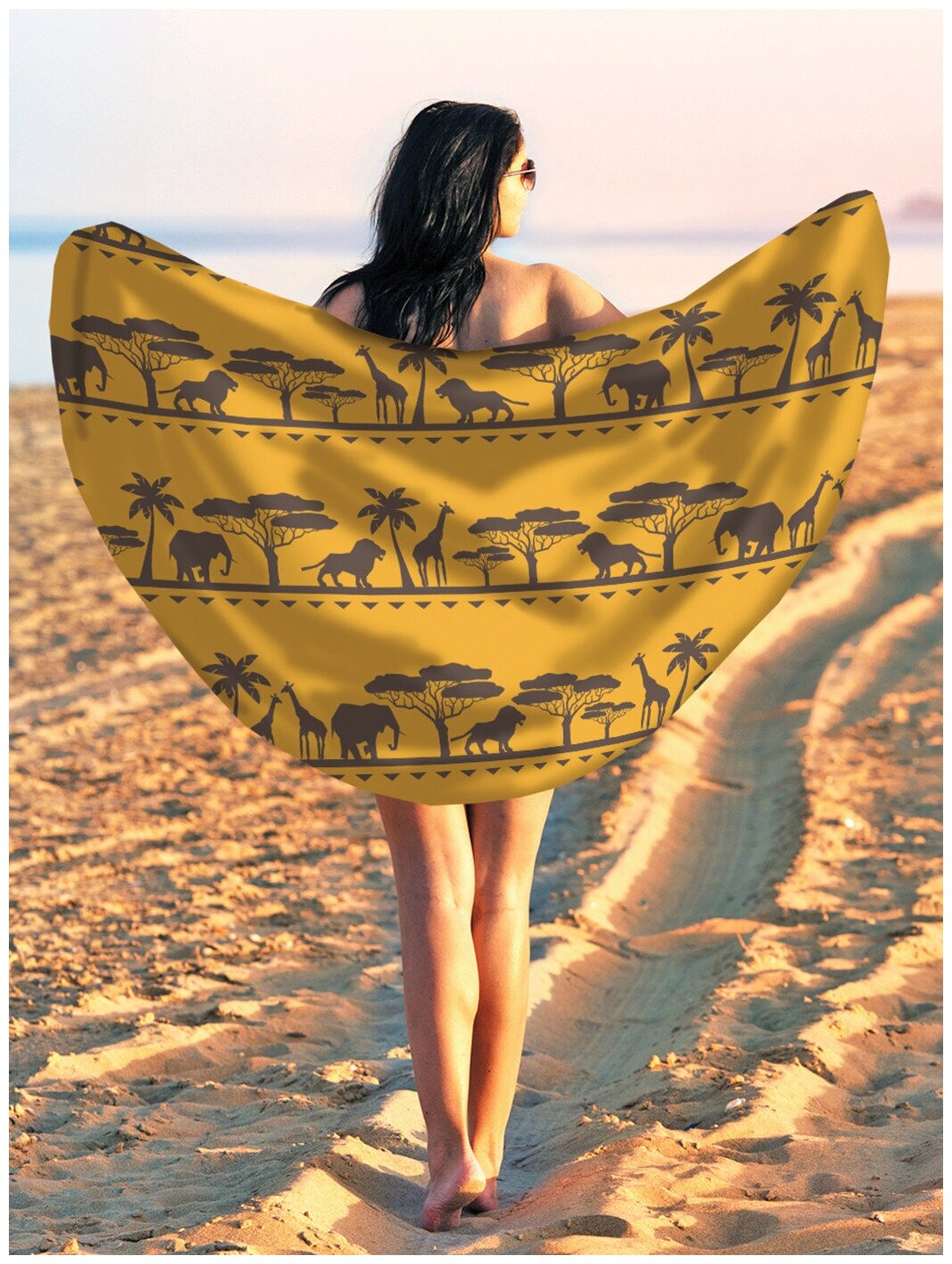 Парео и Пляжный коврик JoyArty "Африканская саванна", трикотаж 150 см