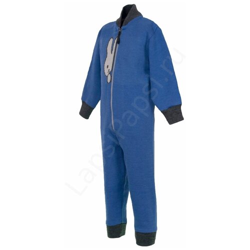 Термобелье комбинезон ЛапсиПапси, интерлок-пенье, шерсть, однослойное, размер 110, синий