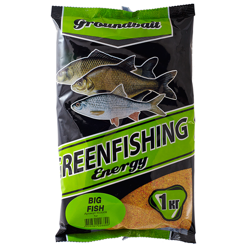 Прикормочная смесь Greenfishing Energy Big Fish, 1000 г, 1000 мл, аромат оригинальный, крупная рыба, Желтый