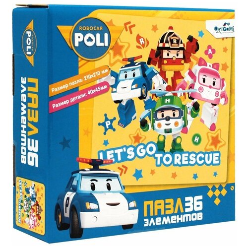 Пазл 36эл Робокар Поли Спасатели в деле пазл origami robocar poli хели 00169 36 дет