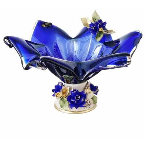 Конфетница White Cristal 25 см синяя