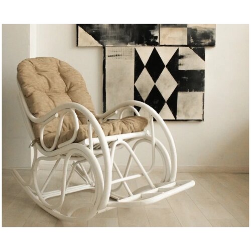Кресло-качалка из натурального ротанга 05/05В разборное, цвет белый