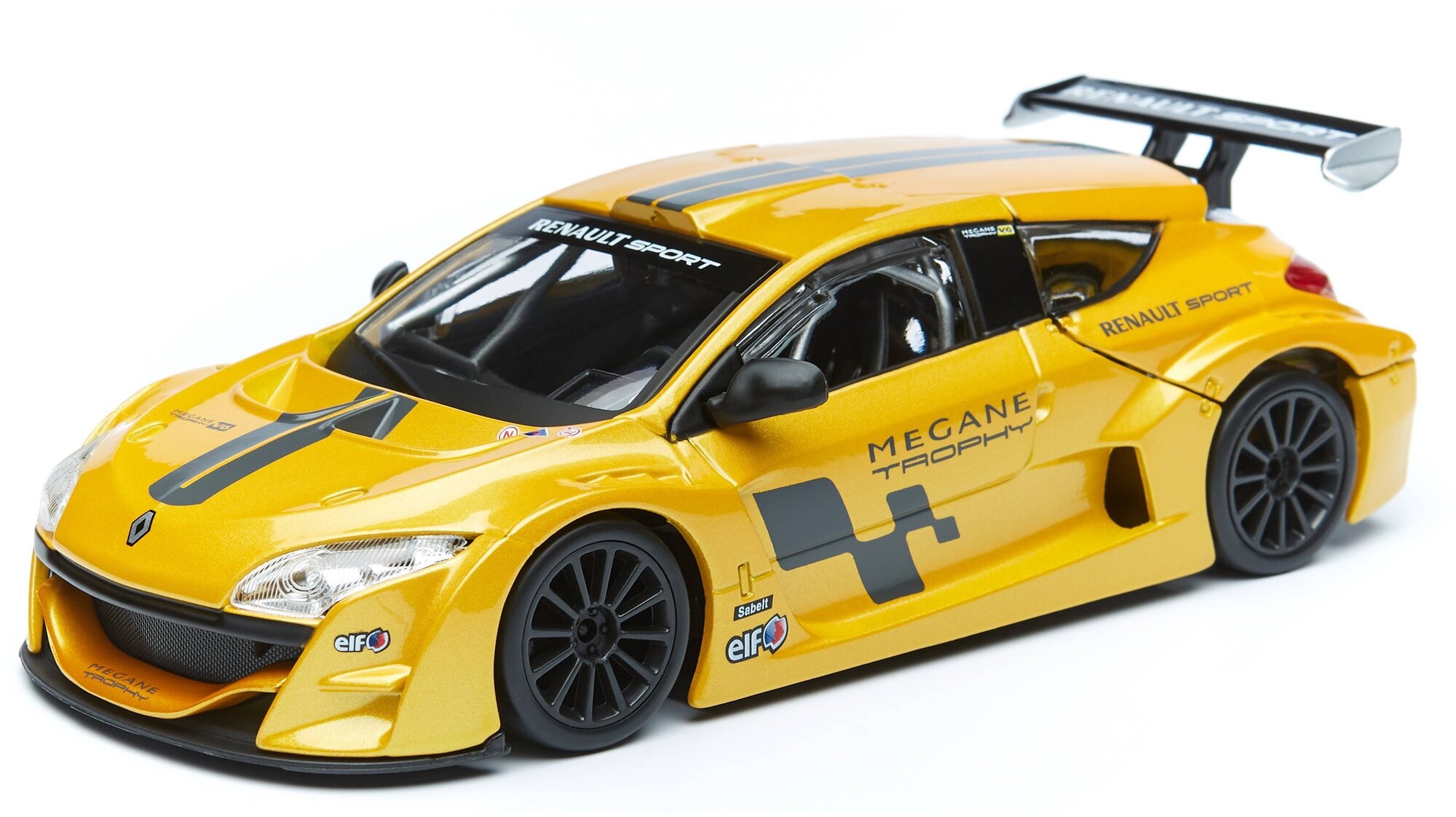 Гоночная машина Bburago Renault Megane Trophy 18-22115 1:24, 17 см, желтый