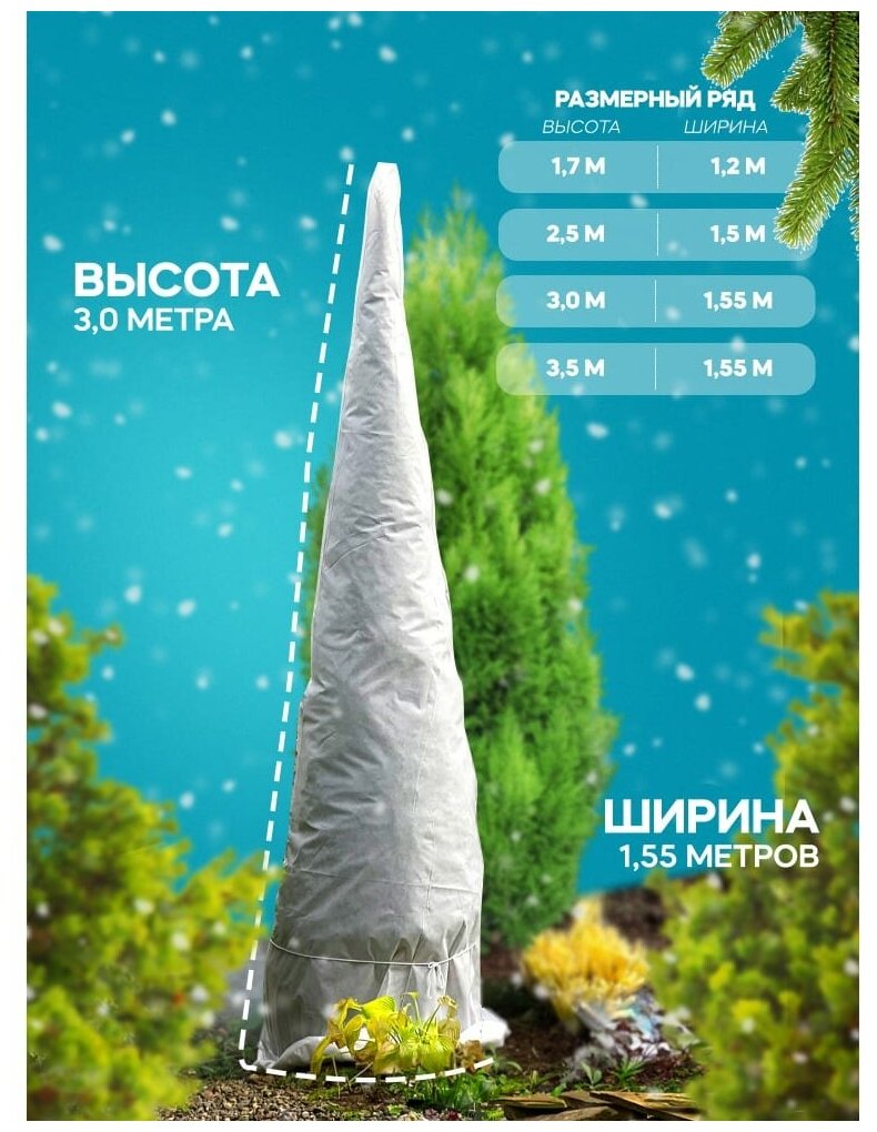 Удачный сезон Зимнее укрытие для туи Зимний домик 3х1,55 м - фотография № 5