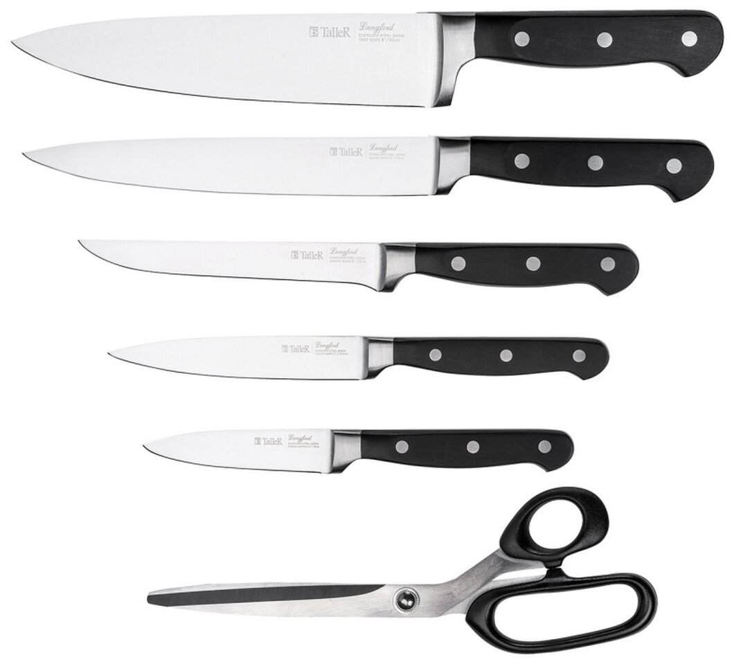 Набор Taller Langford, 5 ножей, ножницы и подставка - фотография № 4