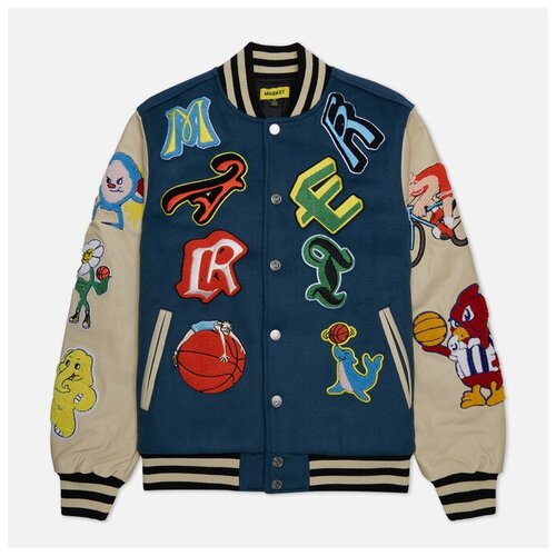 фото Мужская куртка бомбер market varsity overload varsity синий , размер xxl