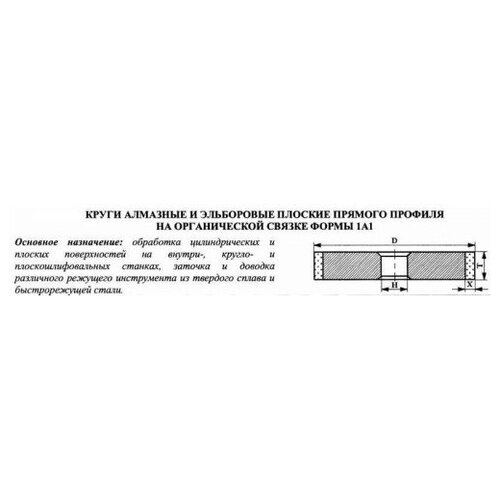 Круг алмазный 1А1(плоский прямого профиля) 100х 6х3х20 АС4 100/80 100% В2-01 24,1 кар. (шт)