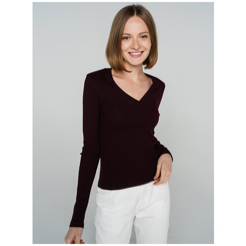 фото Футболка с длин.рукавом твое 75176 размер s, темно-бордовый, women