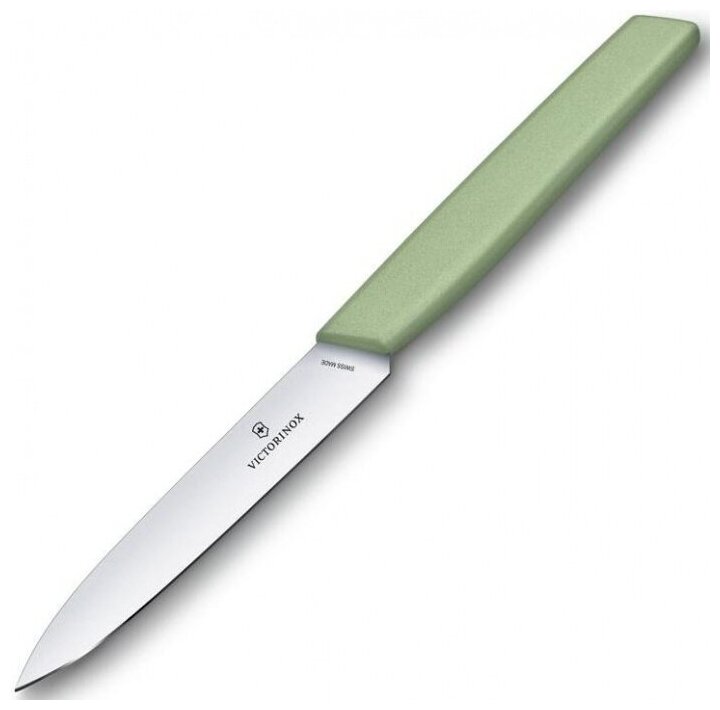 Victorinox Kitchen 6.9006.1042 Нож victorinox для резки овощей и фруктов, лезвие прямое с заостренным кончиком 10 см, зеленый