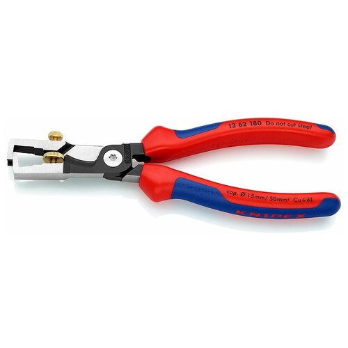 фото Knipex strix® стриппер-кабелерез 2-в-1 для одно-, много- и тонкожильного кабеля, рез: кабель d 15 мм (50 кв. мм), зачистка: d 5 мм (10 кв. мм, awg 8), 180 мм, чёрный, 2к ручки