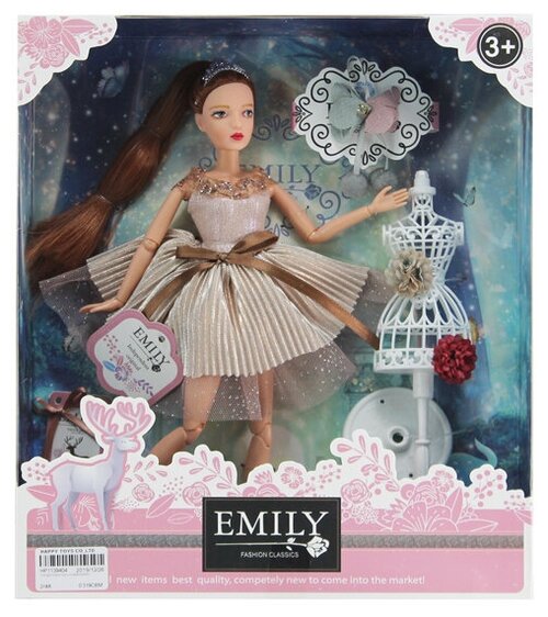 Кукла шарнирная Emily Розовая серия с маникеном и аксессуарами, 28см WJ-12656 , ABtoys