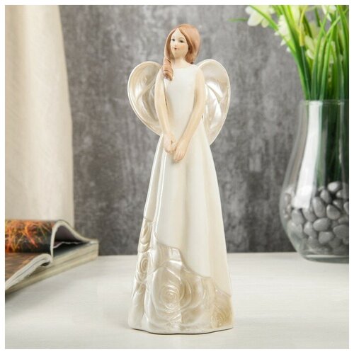 фото Сувенир керамика "девушка-ангел в платье с розами" 19,5х7х7 см 4059471 сима-ленд