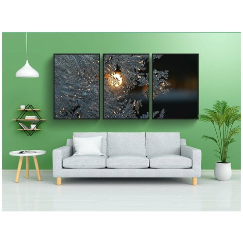 фото Набор модулных постеров для интерьера "фрост, окно, зима" 60x90 см. в тубусе, без рамки lotsprints