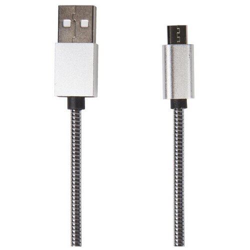 Кабель USB 2.0 - Micro USB, М/М, 1 м, металл, Rexant, сереб, 18-4241 комплект 4 штук кабель usb 2 0 micro usb м м 1 м металл rexant сереб 18 4241