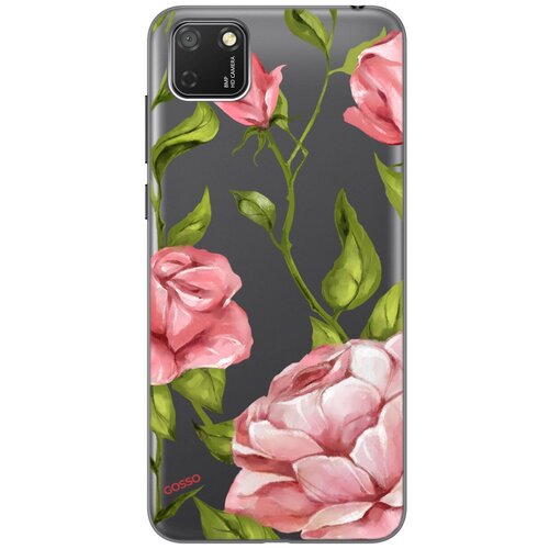 фото Ультратонкий силиконовый чехол-накладка transparent для huawei y5p / honor 9s с 3d принтом "amazing roses" gosso