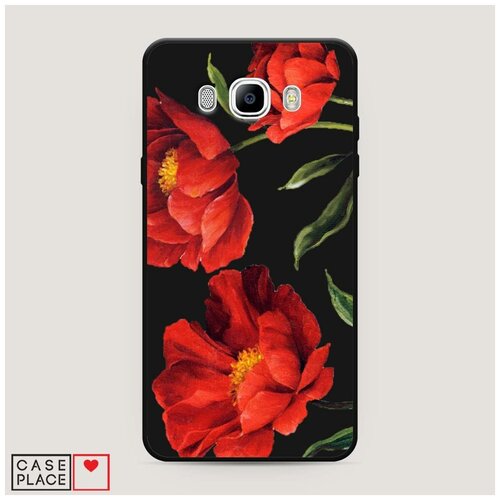 фото Чехол силиконовый матовый samsung galaxy j7 2016 красные маки case place