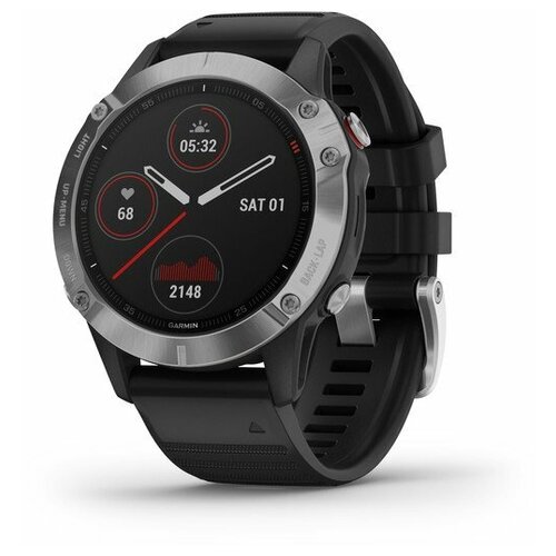 Умные часы серебристые с черным ремешком Garmin Fenix 6 Silver 4499000₽