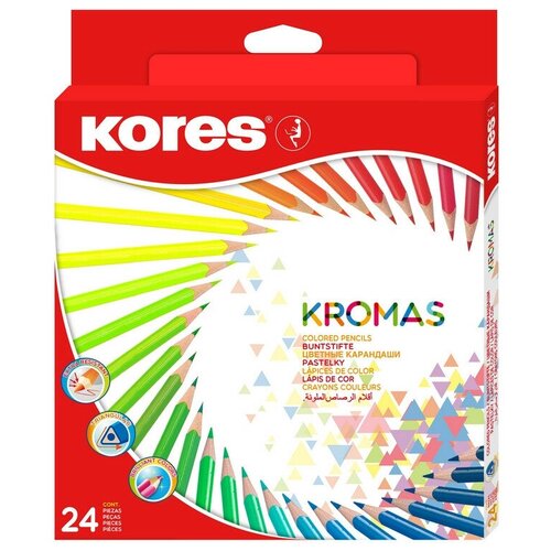 Карандаши цветные 24цв 3-гран Kores Kromas 93392